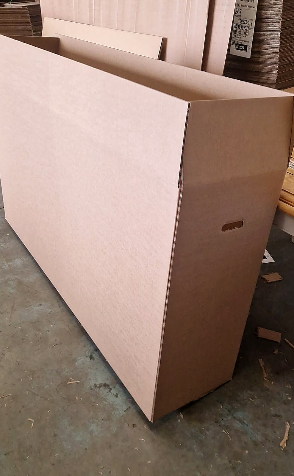 Custom cardboard bike box made for a bike being sent to the Tour de France race