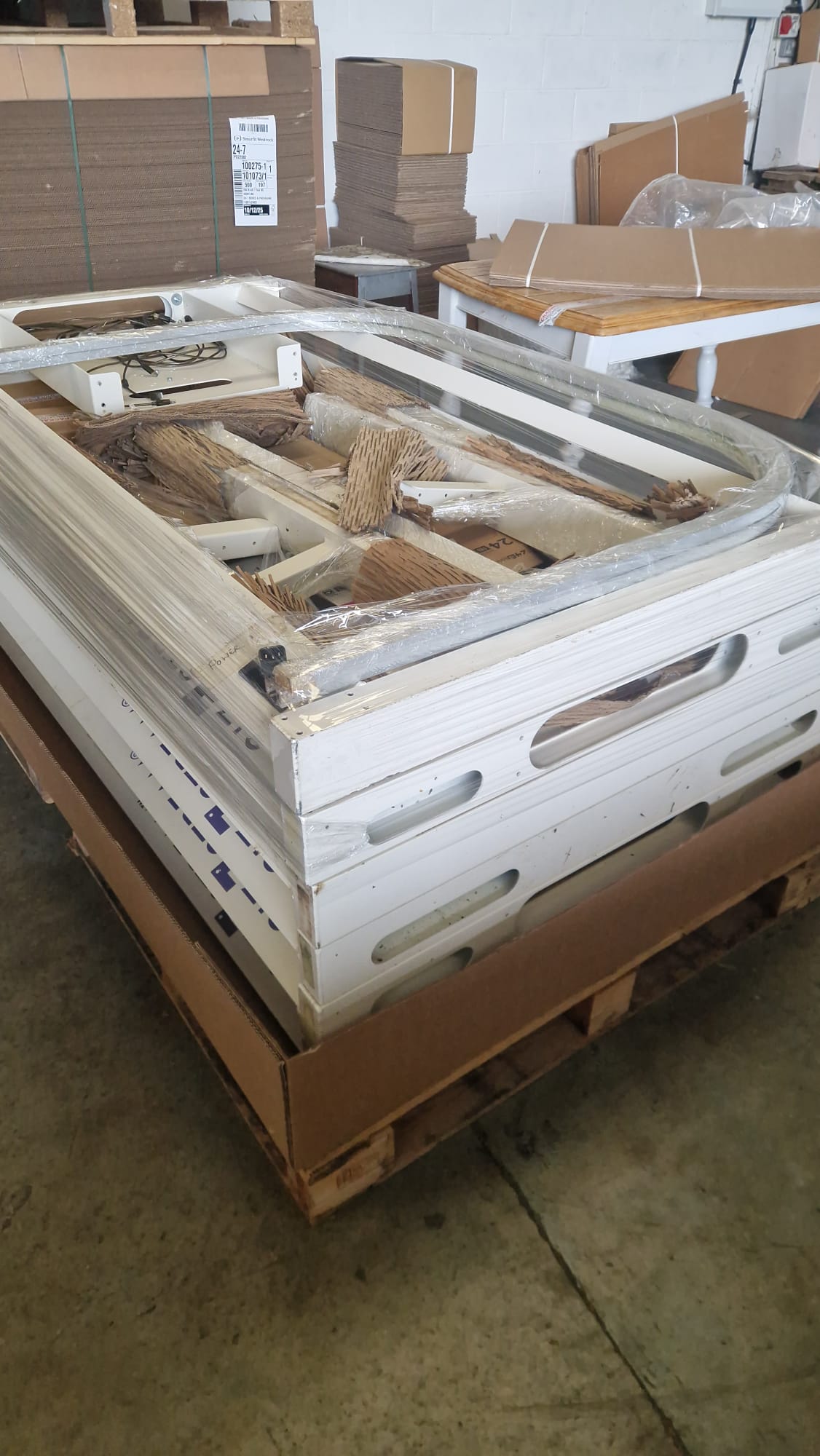 Full-body scanner components prepared inside custom export packaging