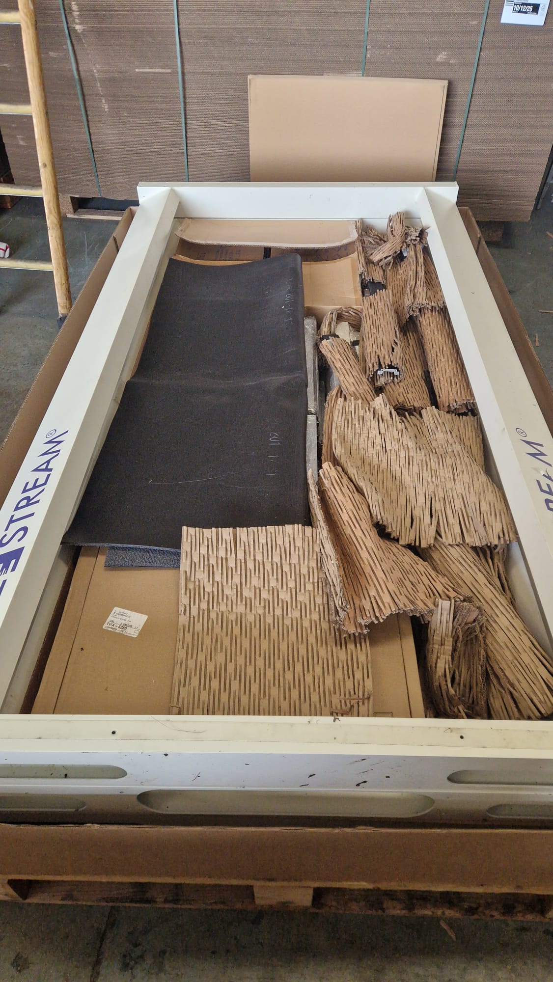 Internal cardboard protection and scanner parts packed for export to the USA